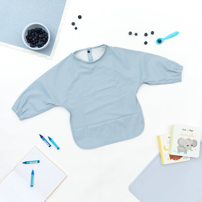 Waterdichte babyslab met lange mouwen in Bubble Blue