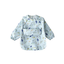 Waterdichte babyslab met lange mouwen in Jurassic Blue