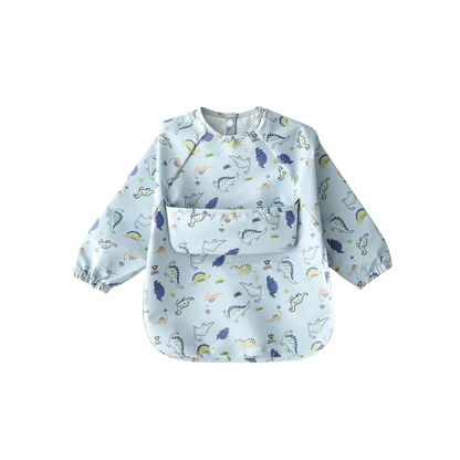 Waterdichte babyslab met lange mouwen in Jurassic Blue