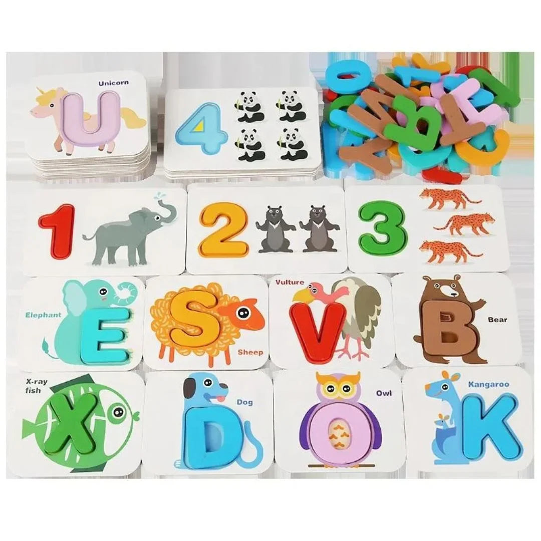 WordNest – Montessori Holz Lernkarten Alphabet & Zahlen für Kleinkinder ab 2 Jahren