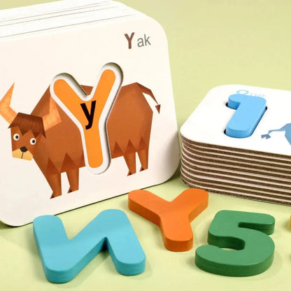 WordNest – Montessori Holz Lernkarten Alphabet & Zahlen für Kleinkinder ab 2 Jahren