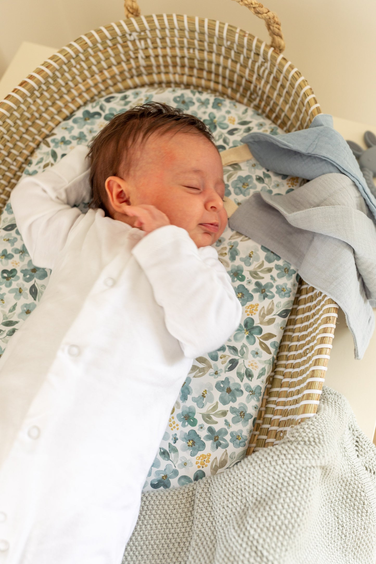 Basket Changing Mat - Blue Blossom