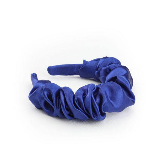 Meisjes satijnen ruche haarband - blauw