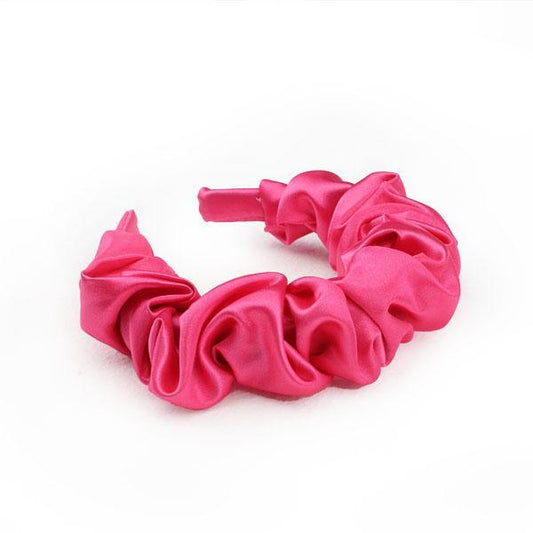 Meisjes satijnen ruche haarband - roze