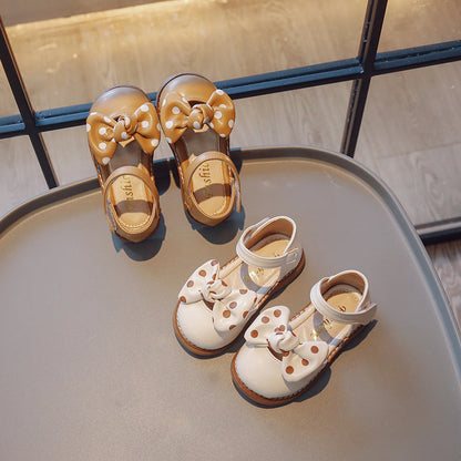 Retro-stijl vlinderdas sandalen met zachte zool