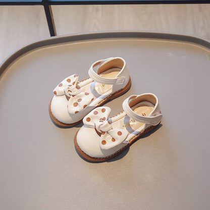 Retro-stijl vlinderdas sandalen met zachte zool