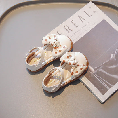 Retro-stijl vlinderdas sandalen met zachte zool