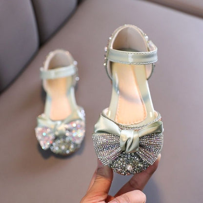 Kindersandalen met strik en strass