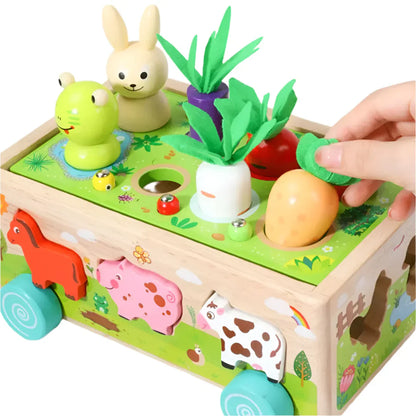 VeggieVans – Montessori Holzpuzzle-Wagen – Tier- & Formensortierer – Ab 3 Jahren