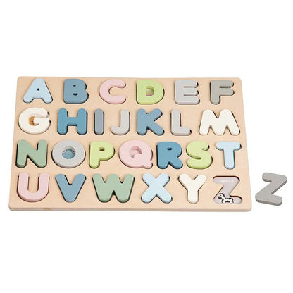 PolarPlay stevige houten alfabetpuzzel met vormsorteerfunctie 