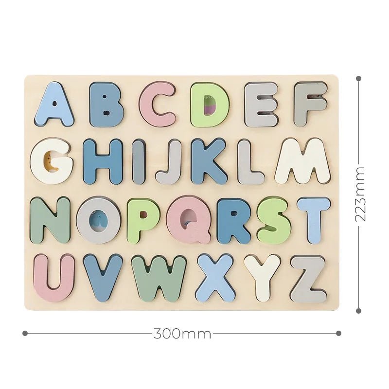 PolarPlay stevige houten alfabetpuzzel met vormsorteerfunctie 