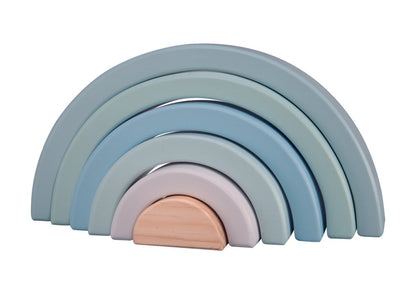 PolarPlay Houten Regenboog Stapelbare Nestbare Blokken Puzzel Speelgoed – Mist 