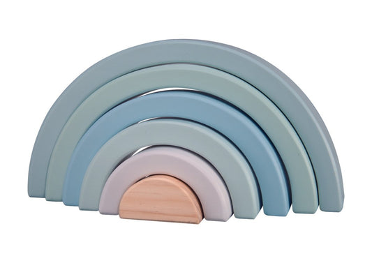 PolarPlay Houten Regenboog Stapelbare Nestbare Blokken Puzzel Speelgoed – Mist 