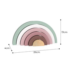 Speel houten regenboog stapelbare blokken puzzelspeelgoed – Roze