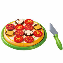 Houten speelgoedset voor fantasierijk pizza maken, zonder giftige ingrediënten