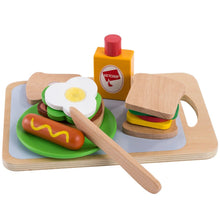 Houten speelgoedset voor fantasierijk sandwichmaken, zonder gifstoffen
