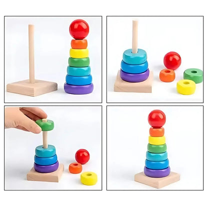 RainbowRings – Holz-Stapelturm Spielzeug für Kinder ab 1 Jahr