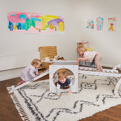 Rebo Montessori Pikler-stijl klimkubus met ladderboog en helling 