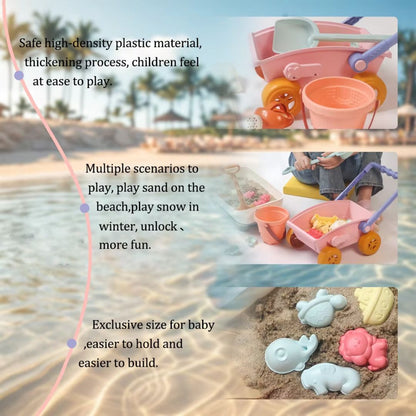 SandRoller Strandwagen Sandspielzeug-Set mit Eimer, Schaufel und Formen – Ab 3 Jahren